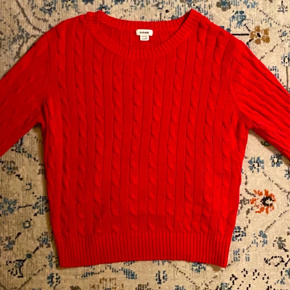 Garage red cable-knit sweater - Picture 1 of 5